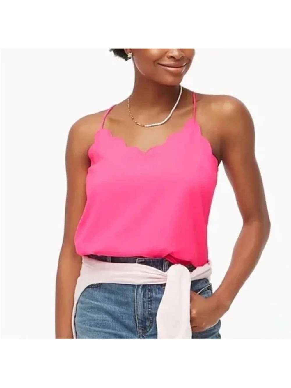 J. Crew Pink Scalloped Carrie Camisole Tank